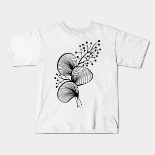 Floral Line Art Kids T-Shirt